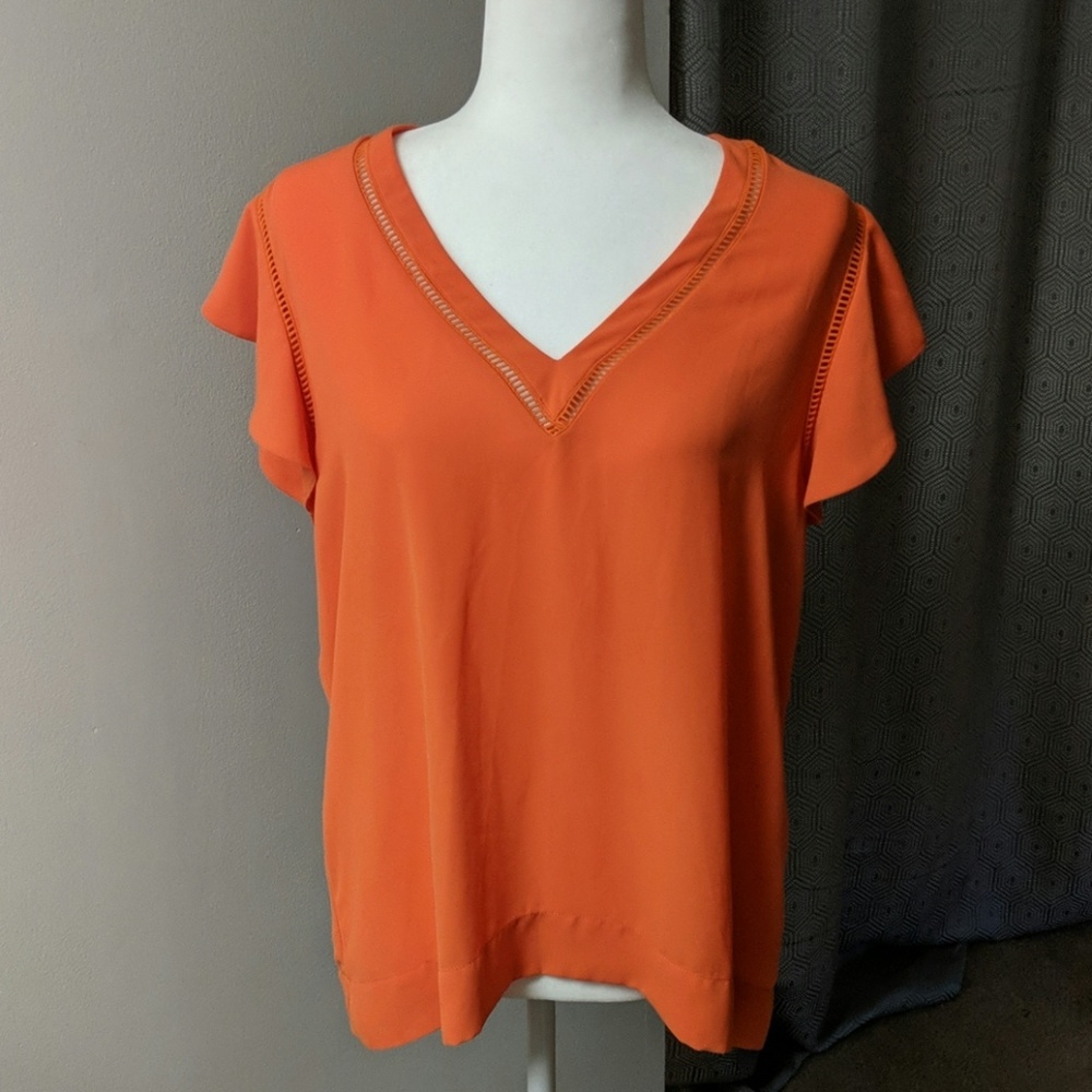 Orange Flowy Blouse